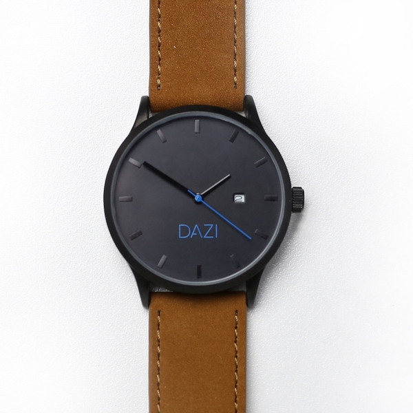 DAZI_Black_Stainless_Steel_Watch_Brown_Leather_Band